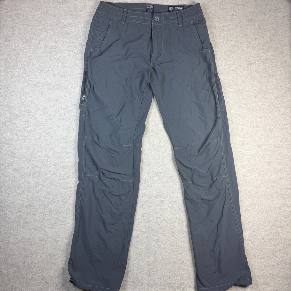 Kuhl Mens Hiking Pants Gray 32x34 Nylon Spandex Outdoor Trekking Cargo Travel